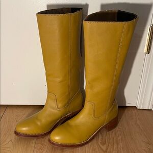 Frye Women's Tall Yellow Leather Riding Boots Flexible Calf